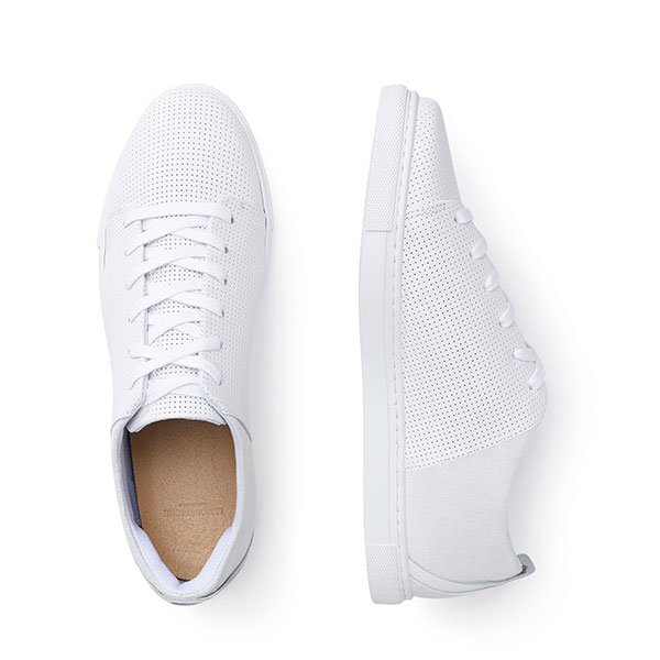 Mens RENE Perforated White Sneakers